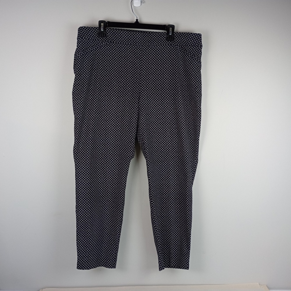 Briggs Womens 18 Black White Grid High Quality Fabric Stretch Ankle Dress Pants